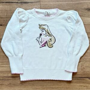 Janie and Jack Disney Princess Aurora White Graphic Print Sweater Girl 3T